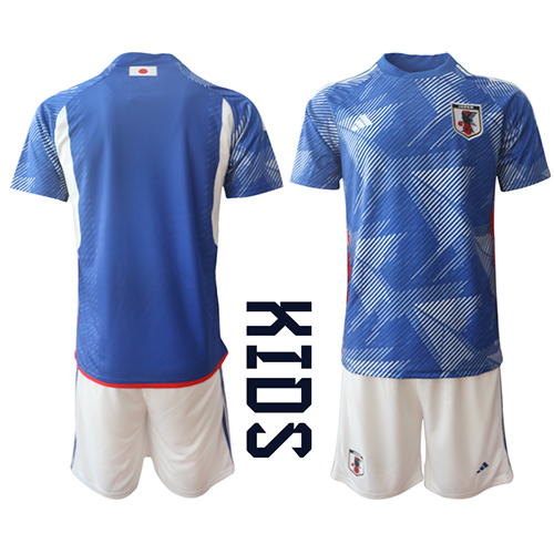 Camisa de Futebol Japão Equipamento Principal Infantil Mundo 2022 Manga Curta (+ Calças curtas)